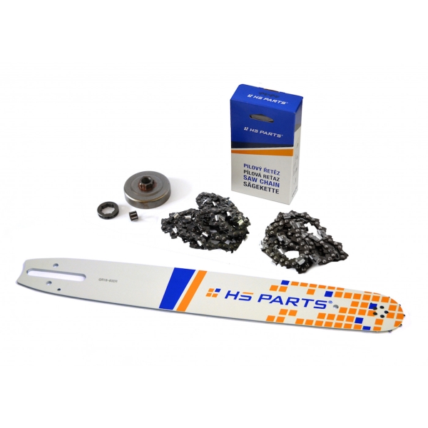HS PARTS Führungsschiene 16" (40 cm) 3/8" .063" (1,6 mm) + 2 x Sägekette 60 Glieder Vierkantzahn + Ringkettenrad Stihl 044 046 MS341 MS361 MS440 MS460 MS461