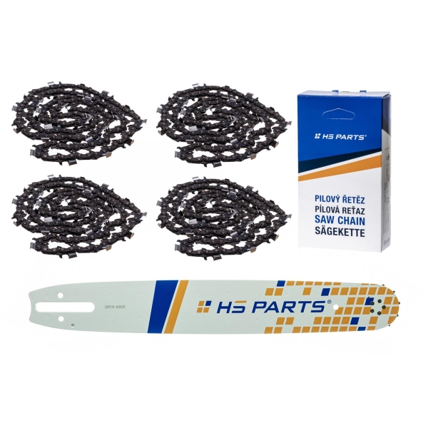 HS PARTS Führungsschiene 16" (40 cm) 3/8" .063" (1,6 mm) + 4 x Sägekette 60 Glieder Vierkantzahn für Stihl 036 038 044 066 MS290 MS310 MS390 MS440 MS441 MS460 MS640 MS650 MS660