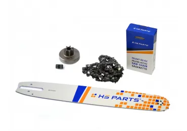 HS PARTS Führungsschiene 16" (40 cm) 3/8" .063" (1,6 mm) + Sägekette 60 Glieder Vierkantzahn + Ringkettenrad Stihl MS380 038
