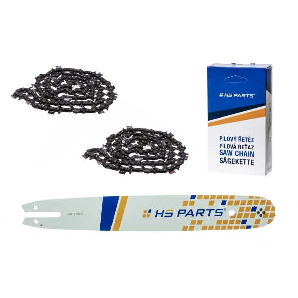 HS PARTS Führungsschiene 16" (40 cm) .325" .050" (1,3 mm) + 2 x Sägekette 62 Glieder Vierkantzahn