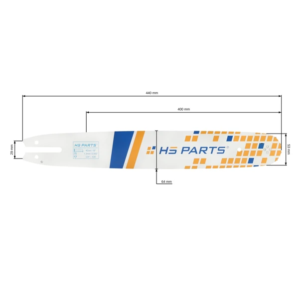 HS PARTS Führungsschiene 16" (40 cm) .325" .050" (1,3 mm) für Stihl 021 023 025 MS210 MS230 MS231 MS241 MS250 MS251