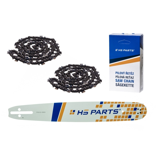 HS PARTS Führungsschiene 16" (40 cm) .325" .058" (1,5 mm) + 2 x Sägekette 66 Glieder Vierkantzahn für Husqvarna 51 55 346XP 353 357 359 455 460 560XP