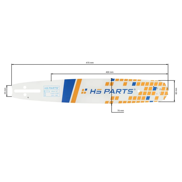 HS PARTS Führungsschiene 16" (40 cm) .325" .058" (1,5 mm) für Husqvarna 36 45 55 136 154 254 257 262 345 346 357 435 445 460 Jonsered 2054 2152 2155 CS2149W Dolmar 109 111 112 116 Oleomac 938 946 947 952 962 Solo 639 651 665
