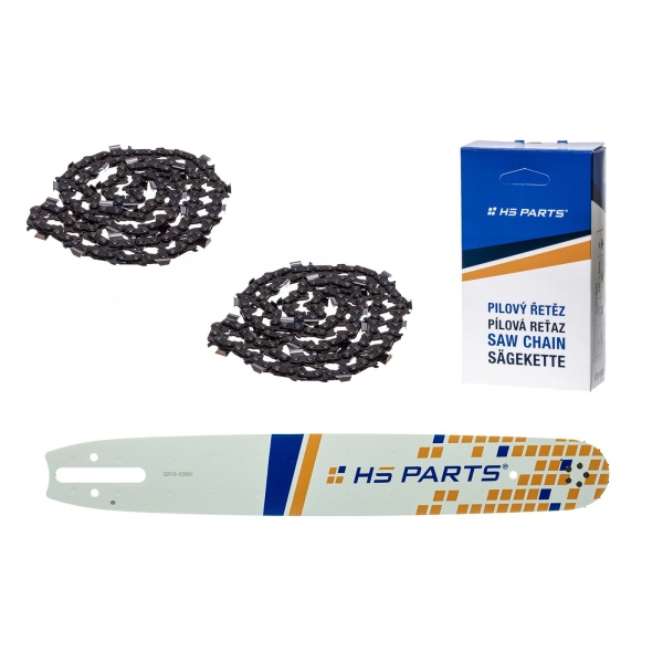 HS PARTS Führungsschiene 16" (40 cm) .325" .063" (1,6 mm) + 2 x Sägekette 67 Glieder Vierkantzahn für Stihl 024 026 028 029 030 031 032 039 MS240 MS260 MS261 MS270 MS271 MS280 MS290 MS291 MS310 MS390