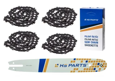 HS PARTS Führungsschiene 16" (40 cm) .325" .063" (1,6 mm) + 4 x Sägekette 62 Glieder Vierkantzahn für Stihl 021 023 025 MS210 MS230 MS231 MS241 MS250 MS251