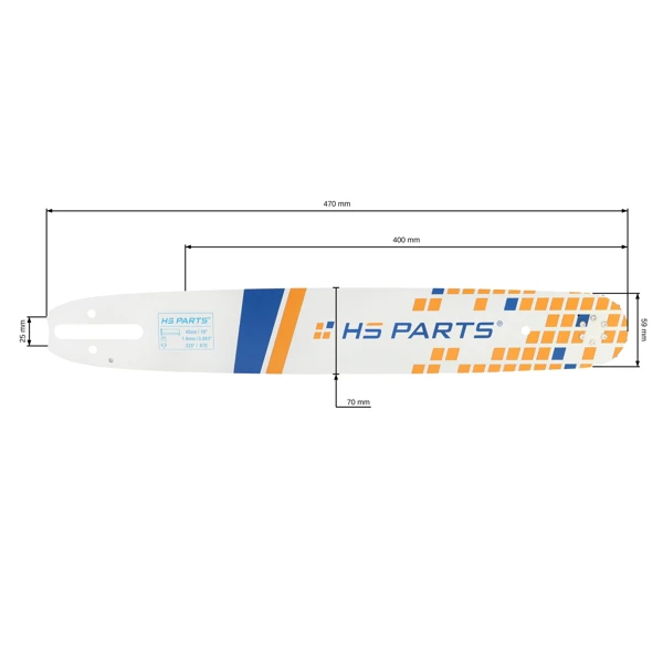 HS PARTS Führungsschiene 16" (40 cm) .325" .063" (1,6 mm) für Stihl 024 026 028 029 030 031 032 039 MS240 MS260 MS261 MS270 MS271 MS280 MS290 MS291 MS310 MS390