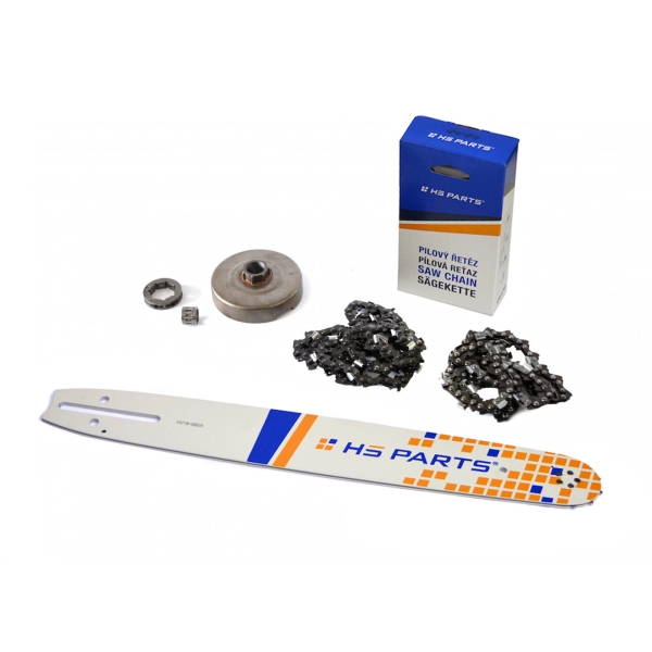 HS PARTS Führungsschiene 16" (40cm) 3/8" .058" (1,5 mm) + 2 x Sägekette 60 Glieder Vierkantzahn + Ringkettenrad Husqvarna 362 365 371 372XP 365 X-TORQ Jonsered 2163 CS2165