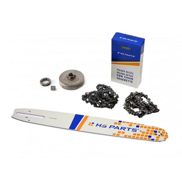 HS PARTS Führungsschiene 16" (40cm) 3/8" .058" (1,5 mm) + 2 x Sägekette 60 Glieder Vierkantzahn + Ringkettenrad Husqvarna 362 365 371 372XP 365 X-TORQ Jonsered 2163 CS2165