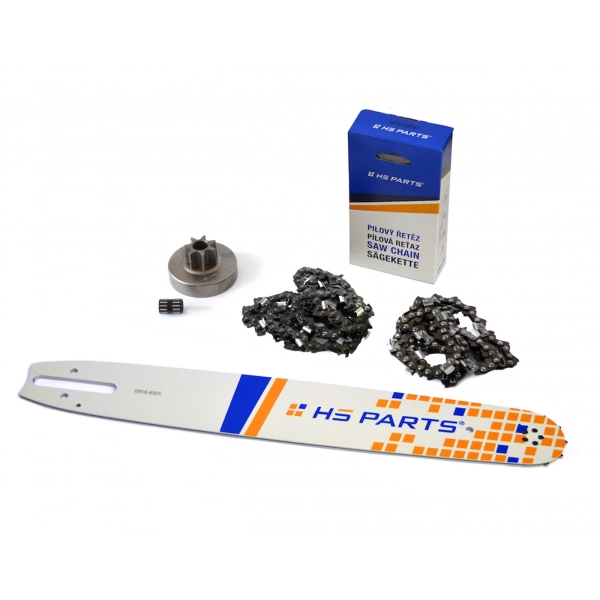 HS PARTS Führungsschiene 16" (40cm) 3/8" .063" (1,6mm) + 2 x Sägekette 60 Glieder Vierkantzahn + Kettenrad für Stihl MS380