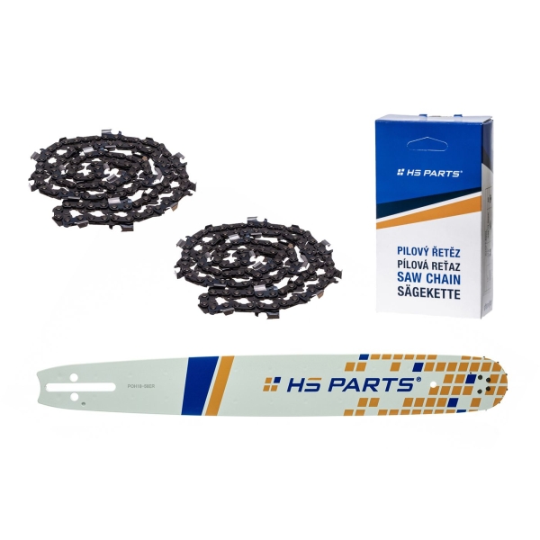 HS PARTS Führungsschiene 18" (45 cm) 3/8" .058" (1,5 mm) + 2 x Sägekette 68 Glieder Vierkantzahn für Husqvarna 51 55 346XP 353 357 359 455 460 560XP
