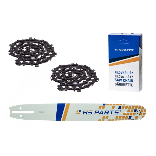 HS PARTS Führungsschiene 18" (45 cm) 3/8" .058" (1,5 mm) + 2 x Sägekette 68 Glieder Vierkantzahn für Husqvarna 61 266 268 288 362 365 371 372XP 380 395 576XP