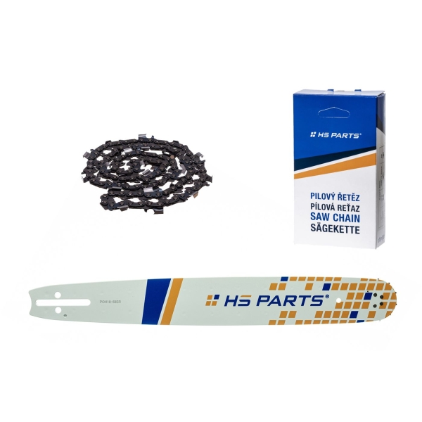HS PARTS Führungsschiene 18" (45 cm) 3/8" .058" (1,5 mm) + Sägekette 64 Glieder Vierkantzahn für Husqvarna 40 55 242 254 262 339XP 353 357 359 T435 445 455 460 550 560XP