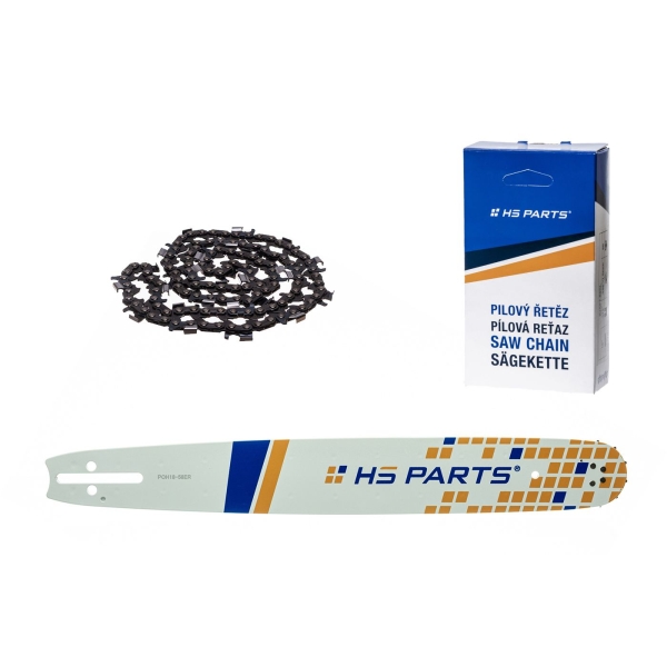 HS PARTS Führungsschiene 18" (45 cm) 3/8" .058" (1,5 mm) + Sägekette 68 Glieder Rundzahn für die Herstellung von Platten passend Husqvarna 51 55 346XP 353 357 359 455 460 560XP