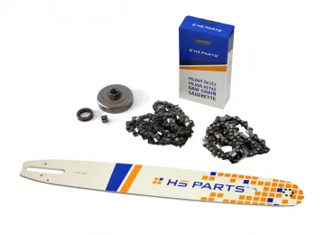 HS PARTS Führungsschiene 18" (45 cm) 3/8" .063" (1,6 mm) + 2 x Sägekette 66 Glieder Vierkantzahn + Ringkettenrad für 044 046 MS341 MS361 MS362 MS440 MS441 MS460 MS461