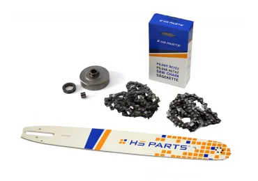 HS PARTS Führungsschiene 18" (45 cm) 3/8" .063" (1,6 mm) + 2 x Sägekette 66 Glieder Vierkantzahn + Ringkettenrad Stihl 034 036 MS340 MS360