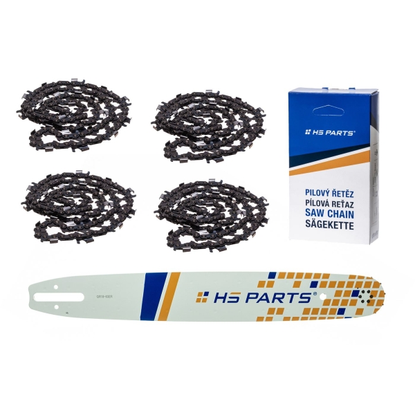 HS PARTS Führungsschiene 18" (45 cm) 3/8" .063" (1,6 mm) + 4 x Sägekette 66 Glieder Rundzahn für die Herstellung von Platten passend Stihl MS360 MS361 MS362 MS440 MS441 MS660
