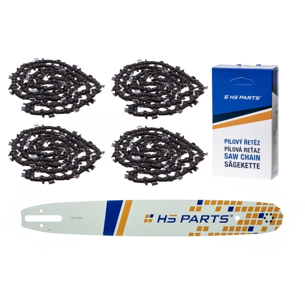 HS PARTS Führungsschiene 18" (45 cm) 3/8" .063" (1,6 mm) + 4 x Sägekette 66 Glieder Vierkantzahn für Stihl 036 038 044 066 MS290 MS310 MS390 MS440 MS441 MS460 MS640 MS650 MS660