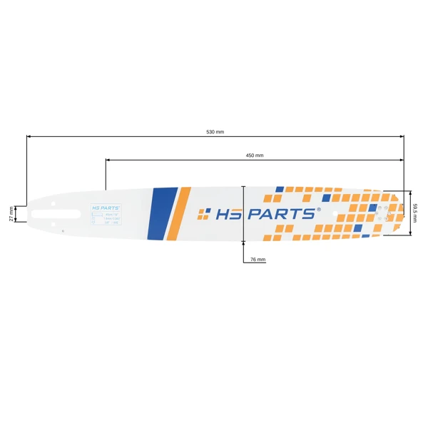 HS PARTS Führungsschiene 18" (45 cm) 3/8" .063" (1,6 mm) für Stihl 029 031 032 034 041 042 036 044 056 066 MS290 MS310 MS360 MS361 MS362 MS391 MS440 MS441 MS462 MS460 MS640 MS650 MS660 MS500i