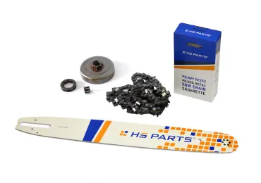 HS PARTS Führungsschiene 18" (45 cm) 3/8" .063" (1,6 mm) + Sägekette 66 Glieder Vierkantzahn + Ringkettenrad für Stihl 044 046 MS341 MS361 MS362 MS440 MS441 MS460 MS461