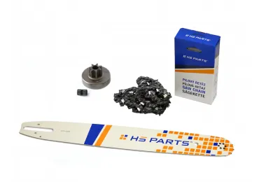 HS PARTS Führungsschiene 18" (45 cm) 3/8" .063" (1,6 mm) + Sägekette 66 Glieder Vierkantzahn + Ringkettenrad Stihl 038 MS380