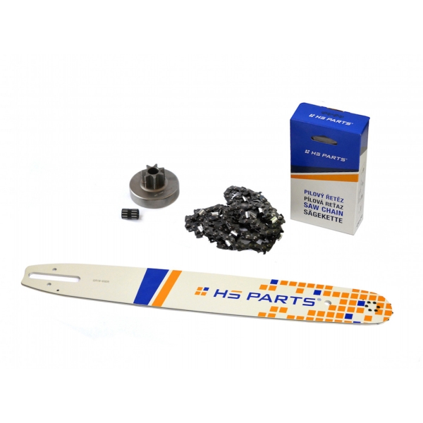 HS PARTS Führungsschiene 18" (45 cm) 3/8" .063" (1,6 mm) + Sägekette 66 Glieder Vierkantzahn + Ringkettenrad Stihl 038 MS380
