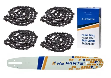 HS PARTS Führungsschiene 18" (45 cm) .325" .063" (1,6 mm) + 4 x Sägekette 74 Glieder Vierkantzahn für Stihl 024 026 028 029 030 031 032 039 MS240 MS260 MS261 MS270 MS271 MS280 MS290 MS291 MS310 MS390