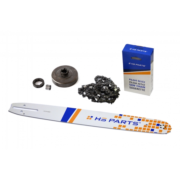 HS PARTS Führungsschiene 18" (45cm) 3/8" .058" (1,5 mm) + Sägekette 68 Glieder Vierkantzahn + Ringkettenrad Husqvarna 268 272XP