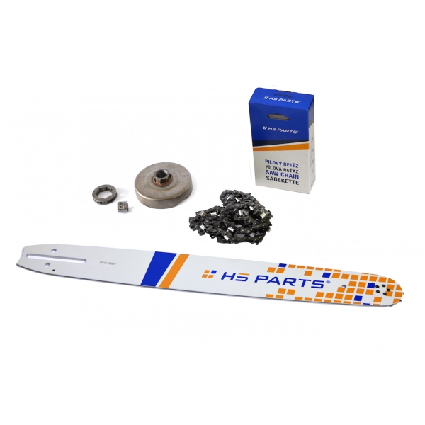 HS PARTS Führungsschiene 18" (45cm) 3/8" .058" (1,5 mm) + Sägekette 68 Glieder Vierkantzahn + Ringkettenrad Husqvarna 362 365 371 372XP 365 X-TORQ Jonsered 2163 CS2165