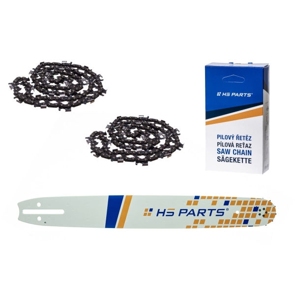 HS PARTS Führungsschiene 20" (20 cm) 3/8" .058" (1,5 mm) + 2 x Sägekette 72 Glieder Rundzahn für die Herstellung von Platten passend Husqvarna 266 268 362 365 371 372XP 395 576XP