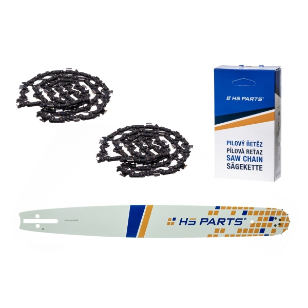 HS PARTS Führungsschiene 20" (50 cm) 3/8" .050" (1,3 mm) + 2 x Sägekette 72 Glieder Vierkantzahn für Husqvarna 51 55 346XP 353 357 359 455 460 560XP