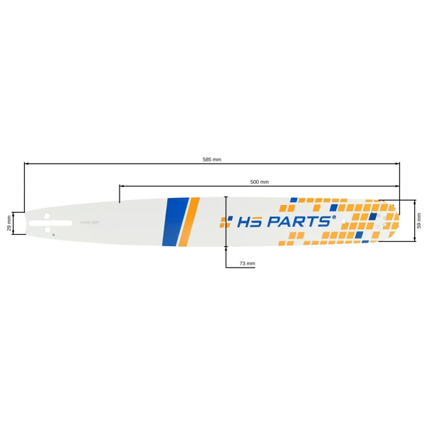 HS PARTS Führungsschiene 20" (50 cm) 3/8" .050" (1,3 mm) für Husqvarna 246 254 262 345 357 455 460 555 560 Jonsered 2054 CS2260 Dolmar 111 112 115 PS540 Solo 613 614 650 Oleomac 162 956 962