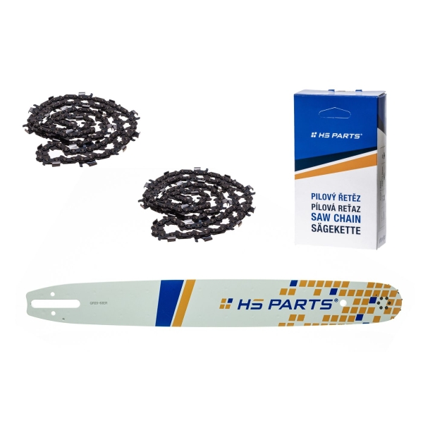 HS PARTS Führungsschiene 20" (50 cm) 3/8" .063" (1,6 mm) + 2 x Sägekette 72 Glieder Rundzahn