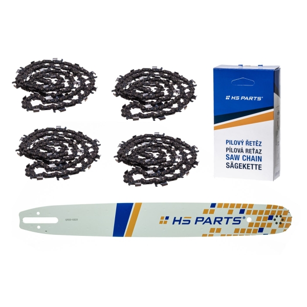 HS PARTS Führungsschiene 20" (50 cm) 3/8" .063" (1,6 mm) + 4 x Sägekette 72 Glieder Rundzahn für die Herstellung von Platten passend Stihl MS360 MS361 MS362 MS440 MS441 MS660