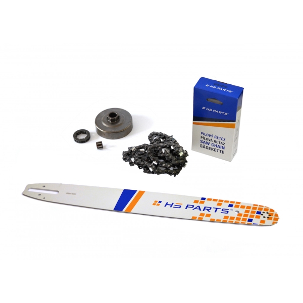 HS PARTS Führungsschiene 20" (50 cm) 3/8" .063" (1,6 mm) + Sägekette 72 Glieder Vierkantzahn + Ringkettenrad für Stihl 034 036 MS340 MS360