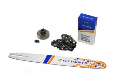HS PARTS Führungsschiene 20" (50 cm) 3/8" .063" (1,6 mm) + Sägekette 72 Glieder Vierkantzahn + Ringkettenrad Stihl MS380 038