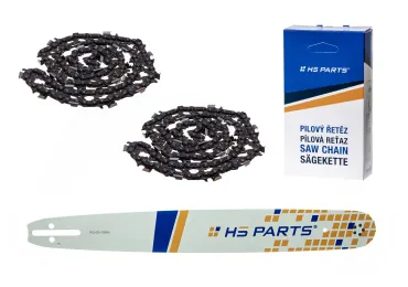 HS PARTS Führungsschiene 20" (50 cm) .325" .058" (1,5 mm) + 2 x Sägekette 76 Glieder Vierkantzahn für Husqvarna 51 55 346XP 353 357 359 455 460 560XP