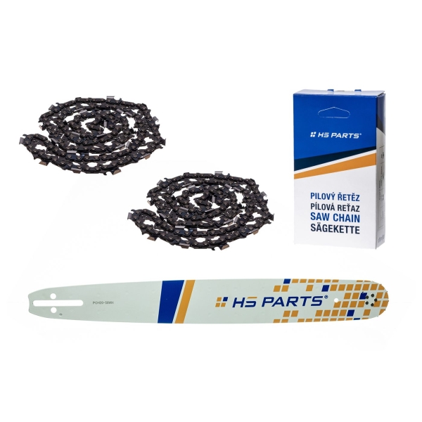HS PARTS Führungsschiene 20" (50 cm) .325" .058" (1,5 mm) + 2 x Sägekette 76 Glieder Vierkantzahn für Husqvarna 51 55 346XP 353 357 359 455 460 560XP