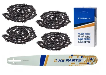 HS PARTS Führungsschiene 20" (50 cm) .325" .058" (1,5 mm) + 4 x Sägekette 76 Glieder Vierkantzahn für Husqvarna 36 55 136 154 257 262 346 357 435 445 460 Jonsered 2054 2152 CS2149W Dolmar 109 111 112 116 Solo 639 651 665