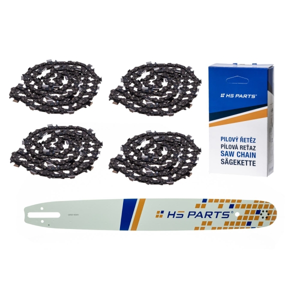 HS PARTS Führungsschiene 20" (50 cm) .325" .063" (1,6 mm) + 4 x Sägekette 81 Glieder Vierkantzahn für Stihl 024 026 028 029 030 031 032 039 MS240 MS260 MS261 MS270 MS271 MS280 MS290 MS291 MS310 MS390