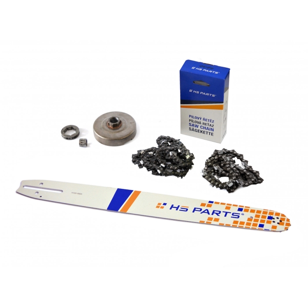 HS PARTS Führungsschiene 20" (50cm) 3/8" .058" (1,5 mm) + 2 x Sägekette 72 Glieder Vierkantzahn + Ringkettenrad Husqvarna 362 365 365H 365 X-Torq 371 372XP 372 X-Torq