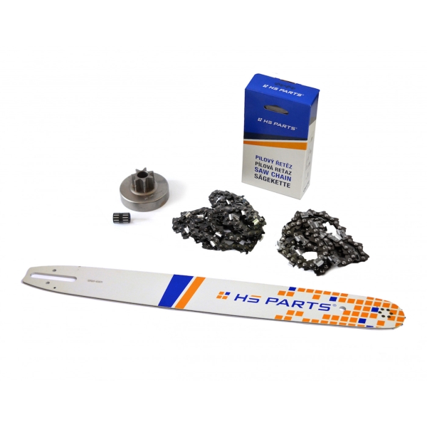 HS PARTS Führungsschiene 20" (50cm) 3/8" .063" (1,6mm) + 2 x Sägekette 72 Glieder Vierkantzahn + Kettenrad für Stihl MS380
