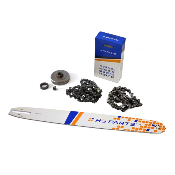 HS PARTS Führungsschiene 20" (50cm) 3/8" .063" (1,6mm) + 2 x Sägekette 72 Glieder Vierkantzahn + Ringkettenrad Stihl 044 046 MS341 MS361 MS440 MS460 MS461