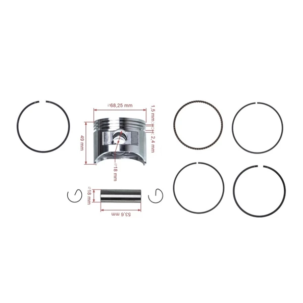 HS Parts kompletter Kolben für Honda GX200-Motoren Zongshen 168FB 1. Schliff +0,25 mm 68,25 mm (OEM 13102ZL0010)