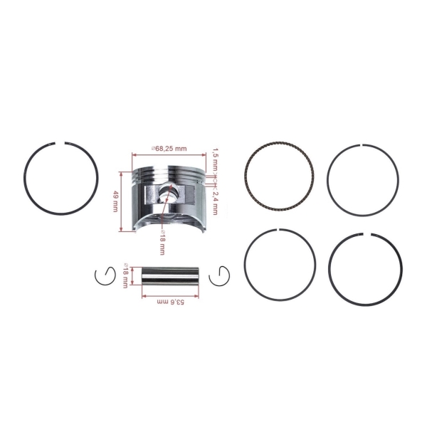 HS Parts kompletter Kolben für Honda GX200-Motoren Zongshen 168FB 1. Schliff +0,25 mm 68,25 mm (OEM 13103ZL0010)