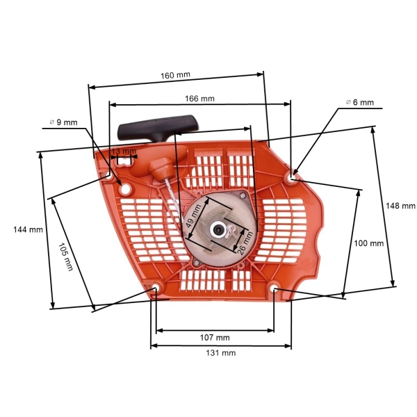 HS PARTS Kompletter Starter für Husqvarna 455E 455 Rancher 460 461 Kettensägen (OEM 537284201)