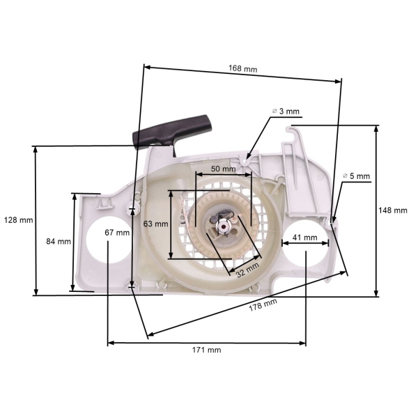 HS PARTS Kompletter Starter für Kettensägen Stihl MS170 2-MIX MS180 2-MIX (OEM 11300801807 11300802110)