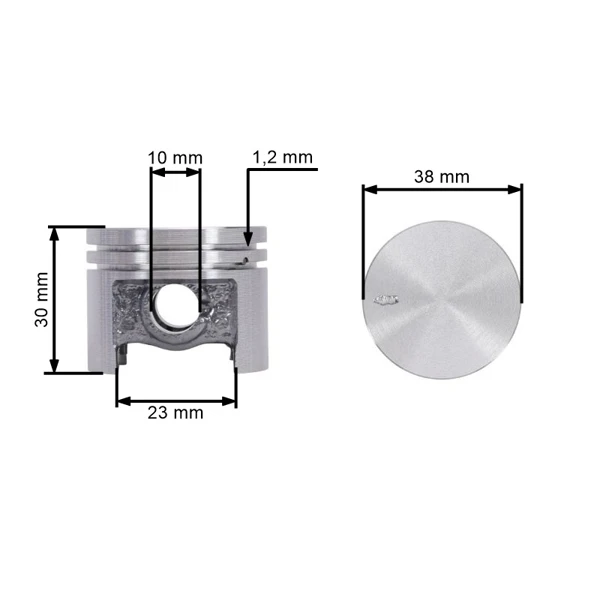 HS PARTS kompletter Zylinder mit Kolben für Stihl Kettensägen 017 018 MS170 MS180 Kolbenbolzen 8mm (OEM 11300201208)