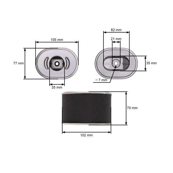 HS Parts Luftfilter 105 mm x 77 mm x 70 mm für Honda GX140 GX160 GX200 Motoren Leistung 5,5 PS - 6,5 PS (OEM 17210Z4M821 17210-ZE1-820 17210-ZE1-822 17210-Z4M-821)