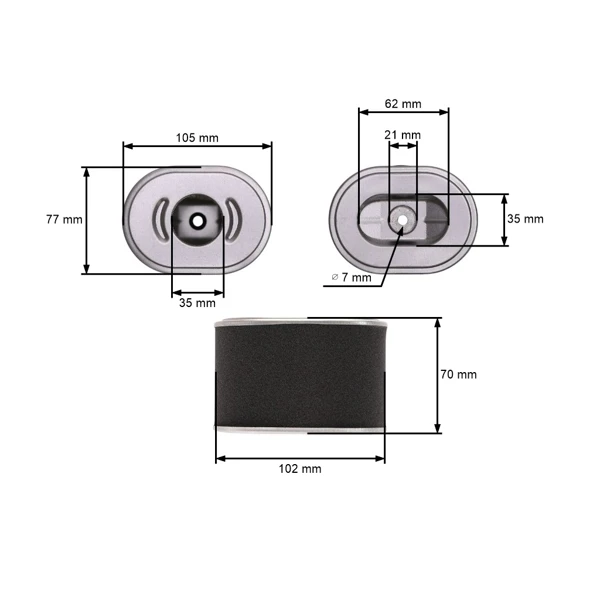 HS Parts Luftfilter 105 mm x 77 mm x 70 mm für Honda GX140 GX160 GX200 Motoren Leistung 5,5 PS - 6,5 PS (OEM 17210Z4M821 17210-ZE1-820 17210-ZE1-822 17210-Z4M-821)