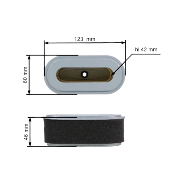 HS Parts Luftfilter 123 mm x 60 mm x 46 mm für Robin EH-18V Motoren (220-32812-04, 261-32601-01, 261-32601-07, 277-32611-07)